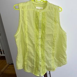Anthropologie Pilcro lace blouse xl lime green NWT